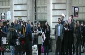 الجالية الاسلامية في لندن تعتصم امام السفارة السعودية للتنديد بحكم اعدام النمر